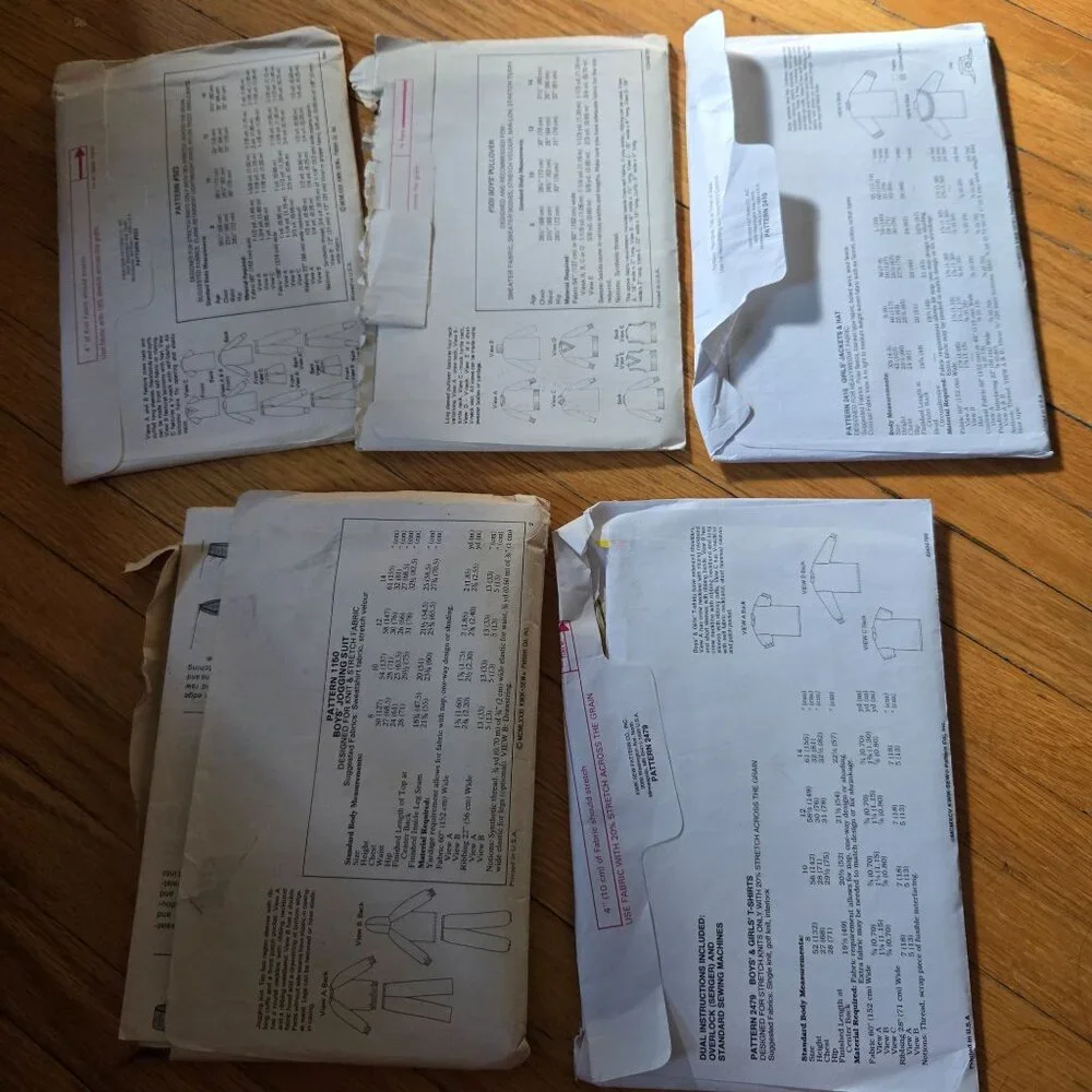 Kwik Sew sewing patterns mixed lot Kids Sweatpants, Tops unverified